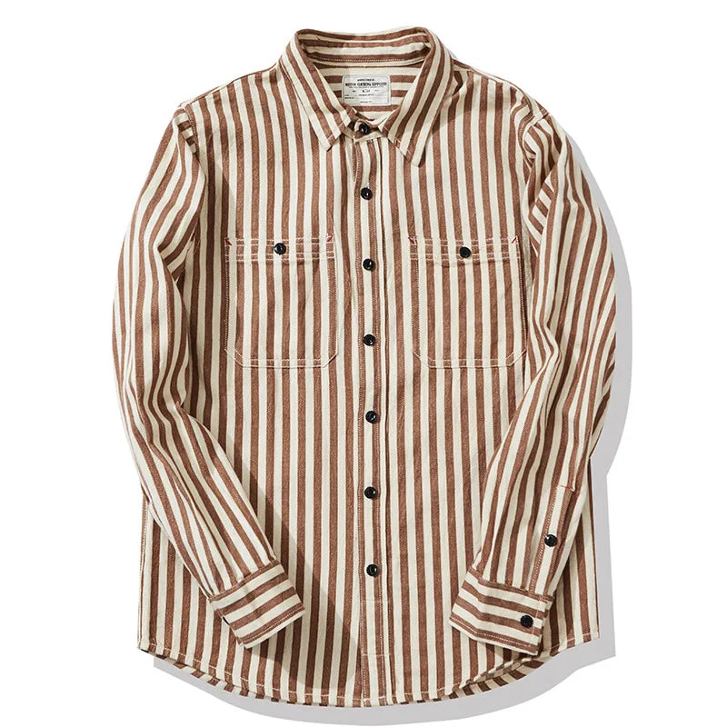 1930s Reproduction Striped Work Shirt | Heritage Railroad Utility Shirt