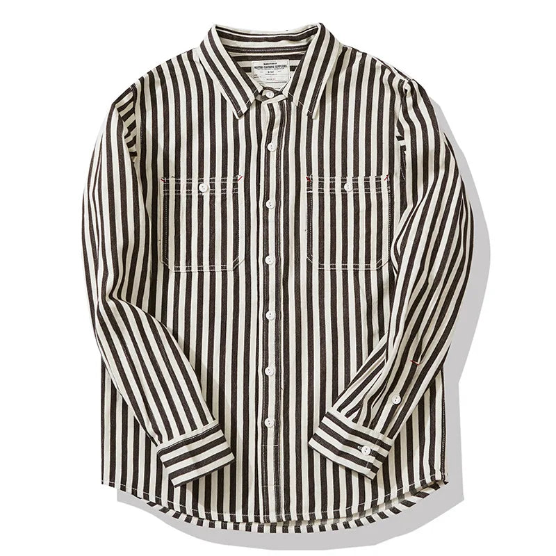 1930s Reproduction Striped Work Shirt | Heritage Railroad Utility Shirt