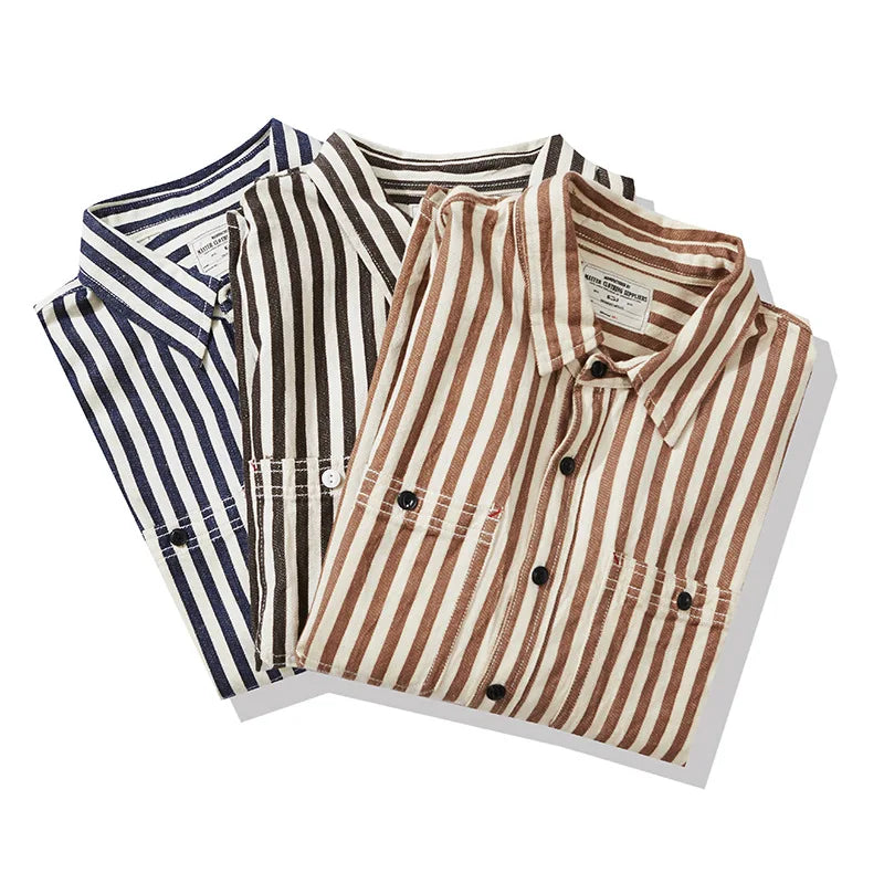 1930s Reproduction Striped Work Shirt | Heritage Railroad Utility Shirt