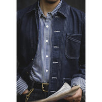 Engineer Stripe Denim Chore Coat | Raw Selvedge Workwear Jacket