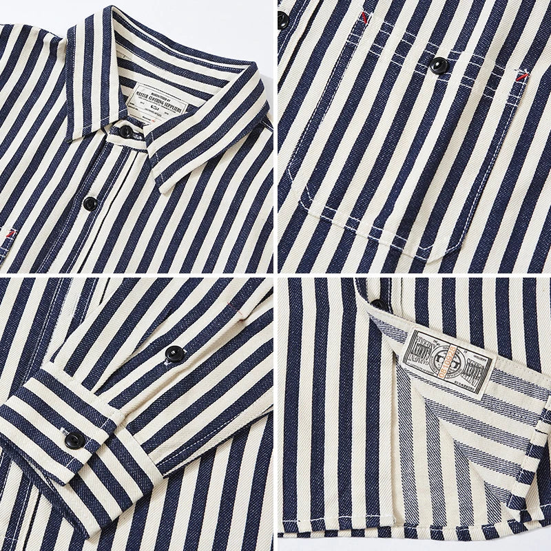 1930s Reproduction Striped Work Shirt | Heritage Railroad Utility Shirt