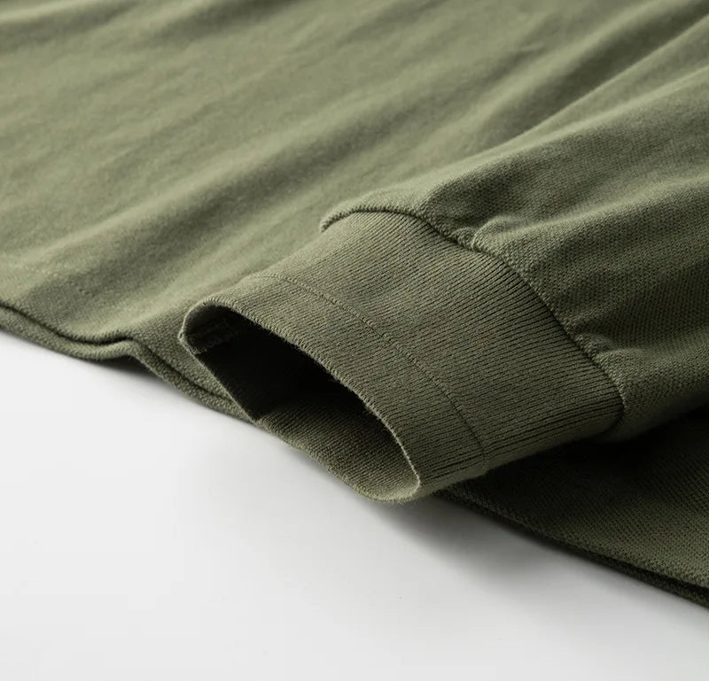 Essential Heavy Cotton Polo | Minimal Long Sleeve Japanese Polo Shirt