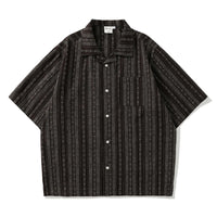 Camp Collar Textured Stripe Shirt | Summer Cotton Blend