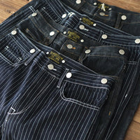 15oz Selvedge Railway Stripe Denim | Vintage-Inspired Loose Fit Work Jeans