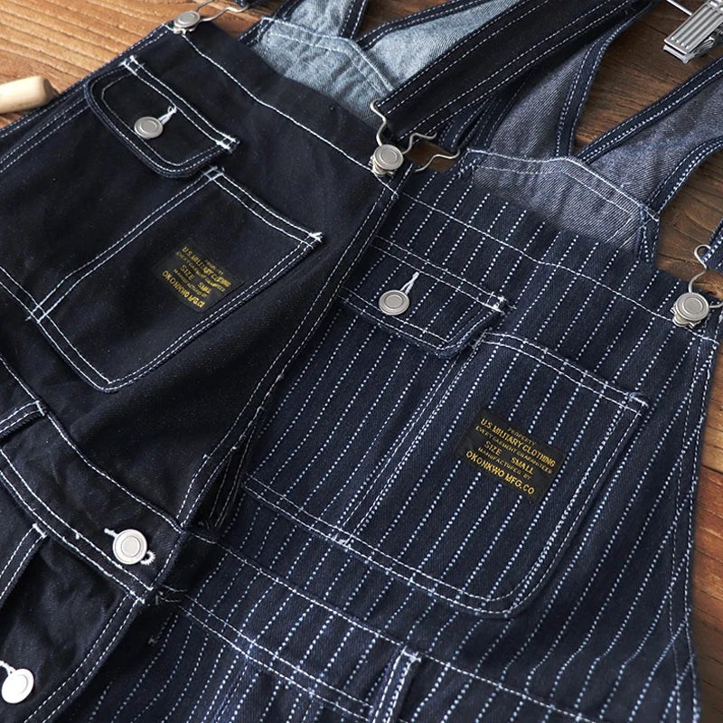 15oz Selvedge Railway Stripe Denim | Vintage-Inspired Loose Fit Work Jeans