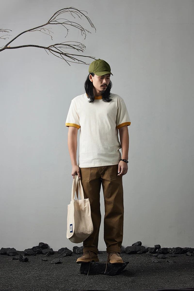 Essential Cotton Ringer Tee | Minimal Japanese Style T-Shirt