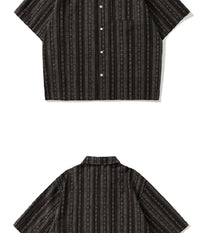 Camp Collar Textured Stripe Shirt | Summer Cotton Blend