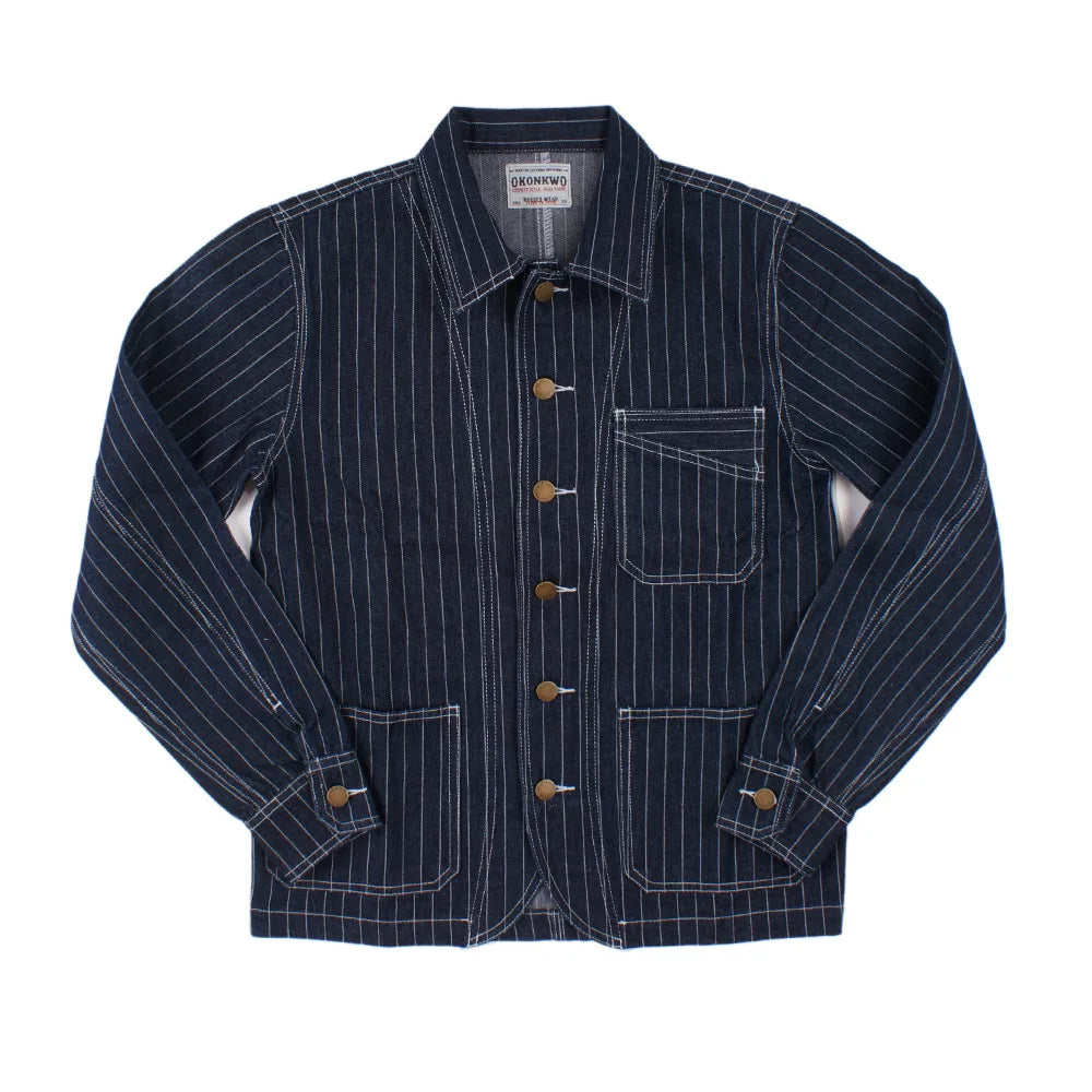 Engineer Stripe Denim Chore Coat | Raw Selvedge Workwear Jacket