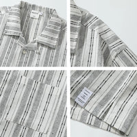 Camp Collar Textured Stripe Shirt | Summer Cotton Blend