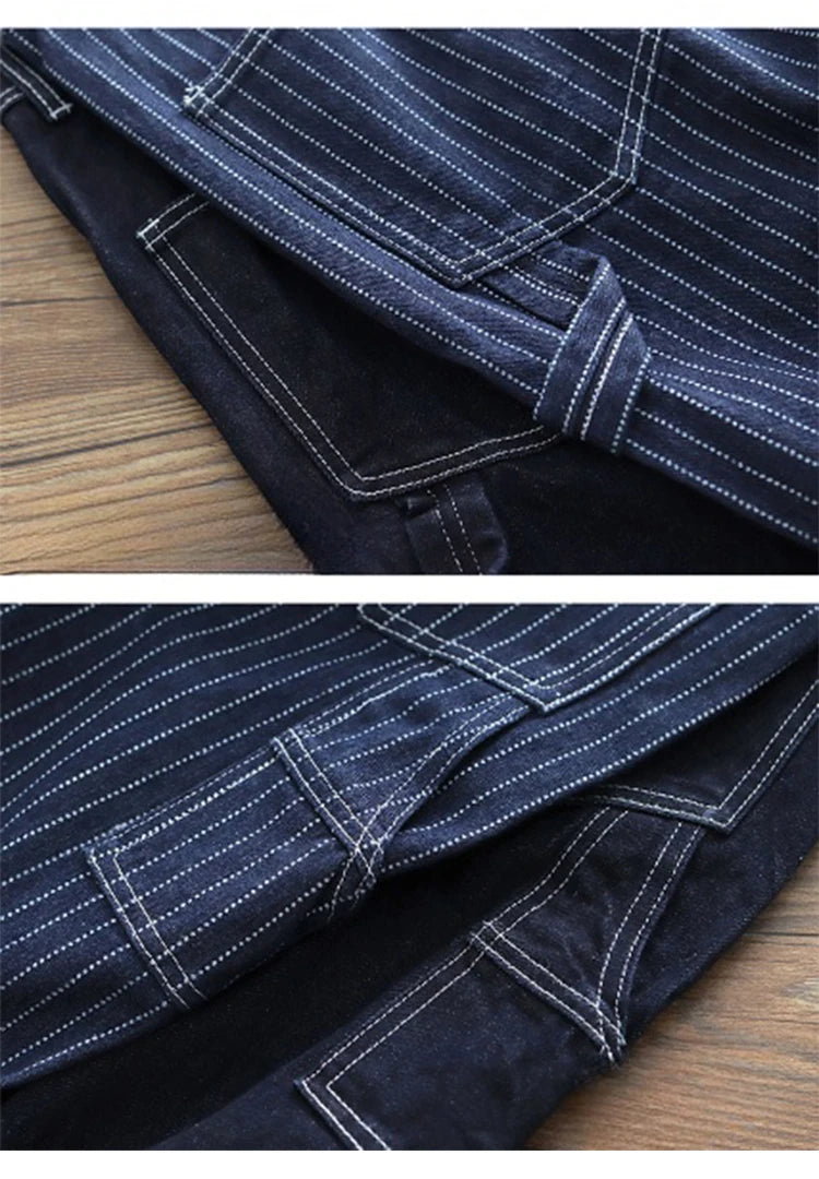 15oz Selvedge Railway Stripe Denim | Vintage-Inspired Loose Fit Work Jeans