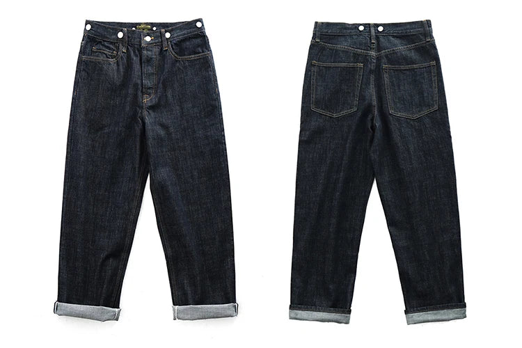 15oz Selvedge Railway Stripe Denim | Vintage-Inspired Loose Fit Work Jeans