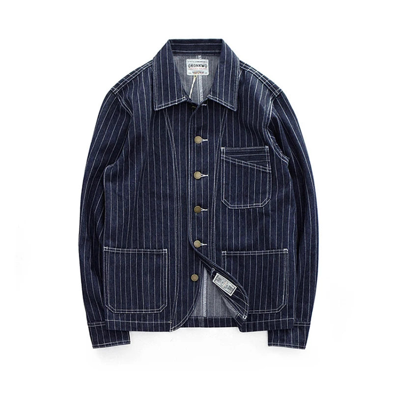 Engineer Denim Chore Coat | Raw &amp; Railroad Stripe Workwear