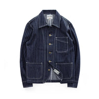 Engineer Denim Chore Coat | Raw & Railroad Stripe Workwear