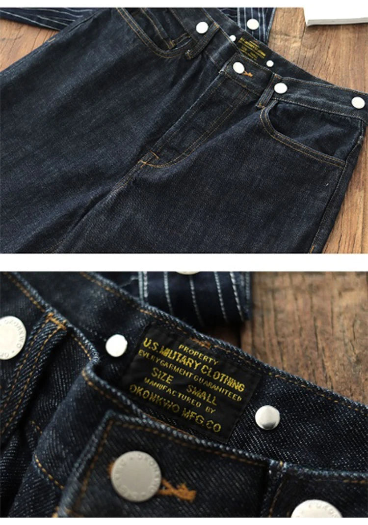 15oz Selvedge Railway Stripe Denim | Vintage-Inspired Loose Fit Work Jeans