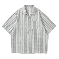 Camp Collar Textured Stripe Shirt | Summer Cotton Blend