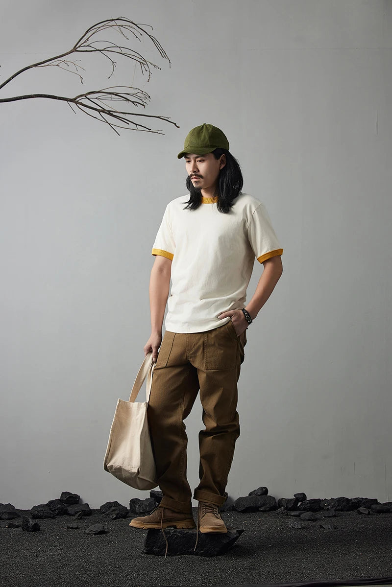 Essential Cotton Ringer Tee | Minimal Japanese Style T-Shirt