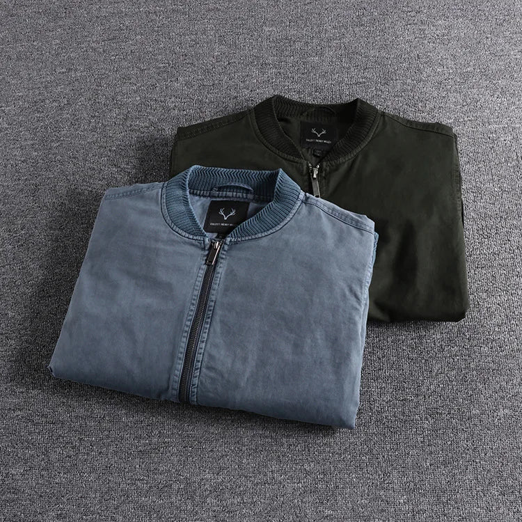 Washed Cotton MA-1 Bomber | Slim Fit Military Jacket