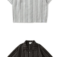 Camp Collar Textured Stripe Shirt | Summer Cotton Blend