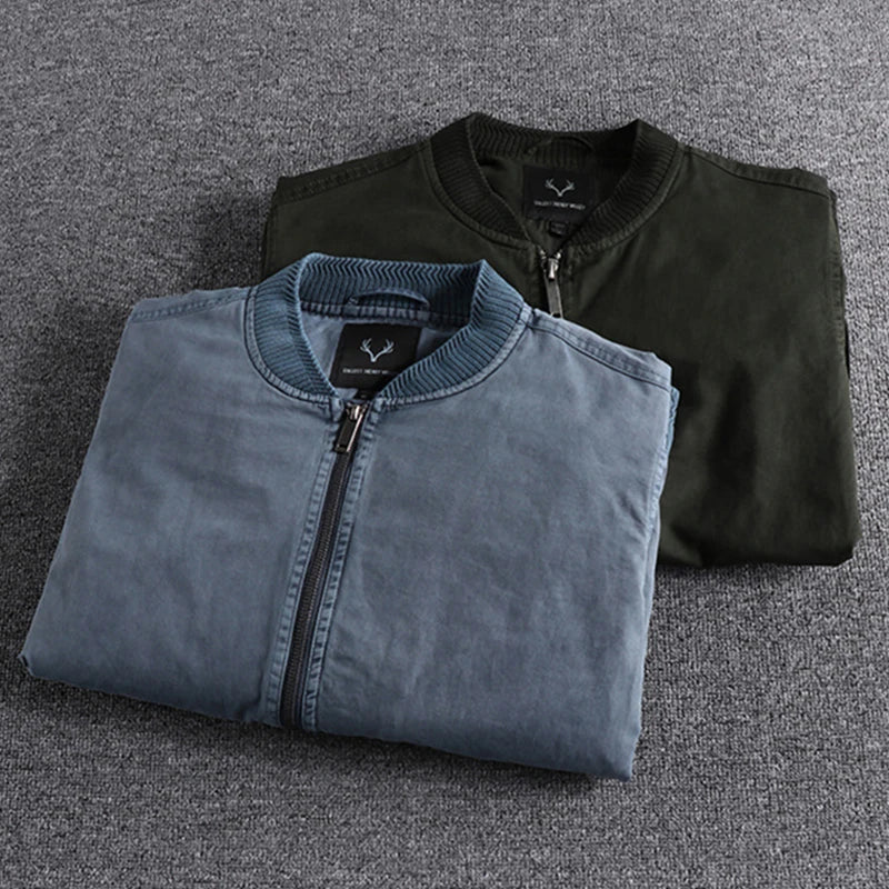 Washed Cotton MA-1 Bomber | Slim Fit Military Jacket